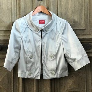 Silver Gray Crop Jacket Blazer Elle Pockets